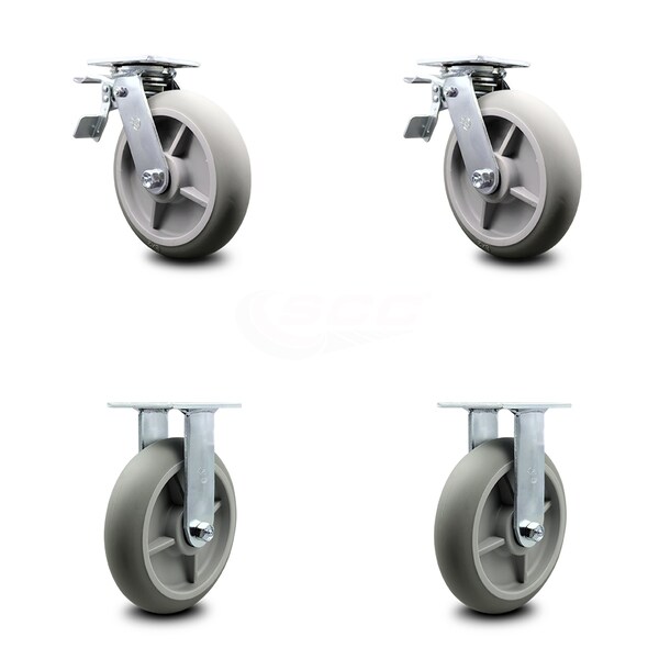 Cambro Camcruiser Vending Caster Replacement Set with 2 Brakes and 2 Rigid-SCC